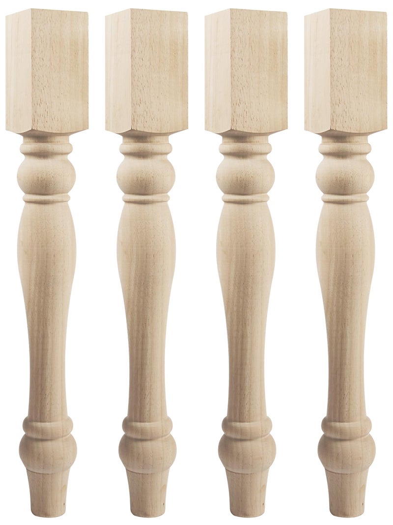 La Vane 29x3.5x3.5 inch Wooden Chunky Farmhouse Table Legs, Set of 4 Solid Wood Massive Unfinished Turned Replacement Countertop Legs Kitchen Island Cabinet Columns for Bench Coffee Table Dining Table - Image 1
